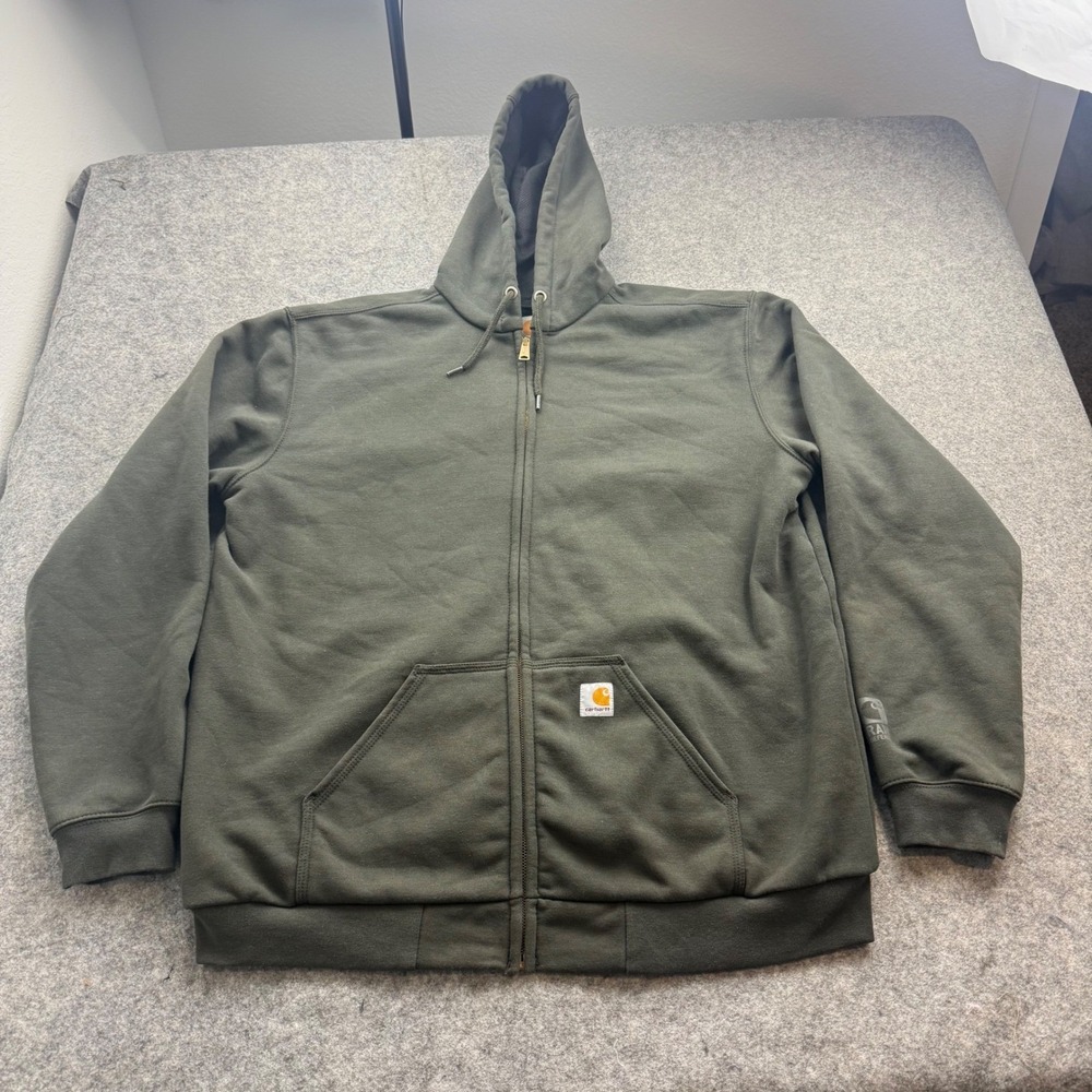 Carhartt Rain Defender Thermal Lined Full Zip Hoodie L Tall Peat Green 100632